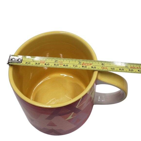Anthropologie Coffee Tea Mug Letter A Graphic Red Pink Yellow - Picture 10 of 10